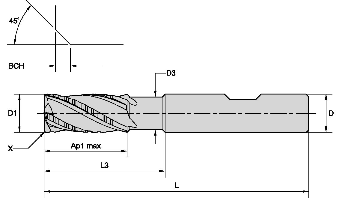 ENDMILL 49N6 3FL 6X6X13X57