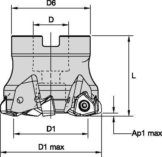 M370 CUTTER D=100 Z=6 SHELL MILL