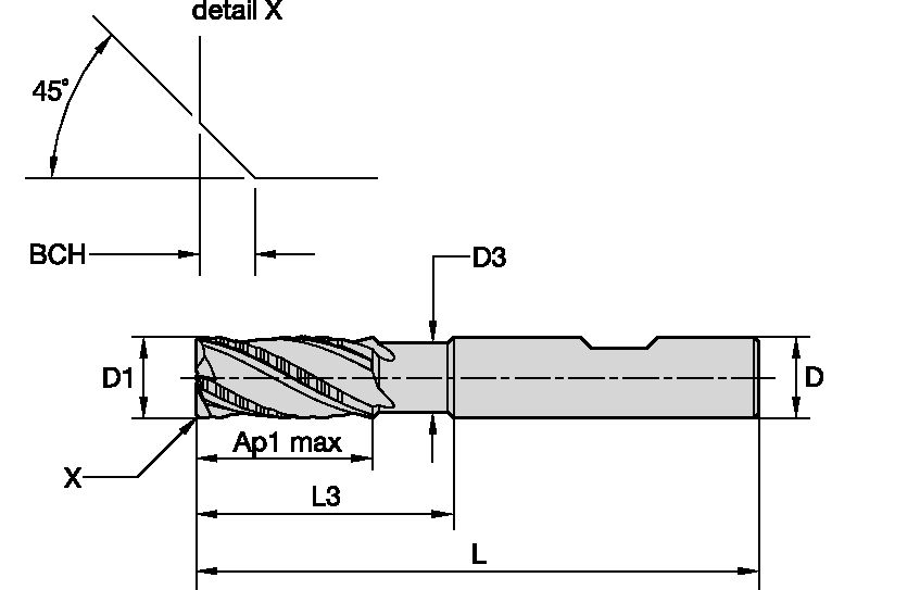 ROUGHER LONG B D=10 Z=4 30DEG