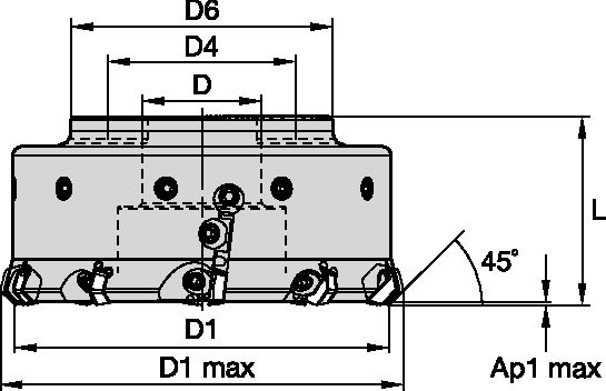 KCFM45 SHELL MILL D=100 Z=6+2