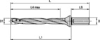 TDMX DRILL BODY D=18MM 8XD SL SHANK 25MM