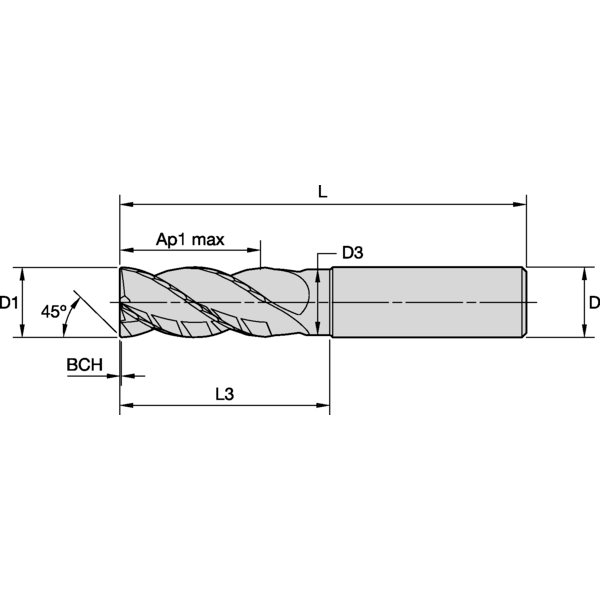 PINNFRÄS 25MM L3:75MM CYL