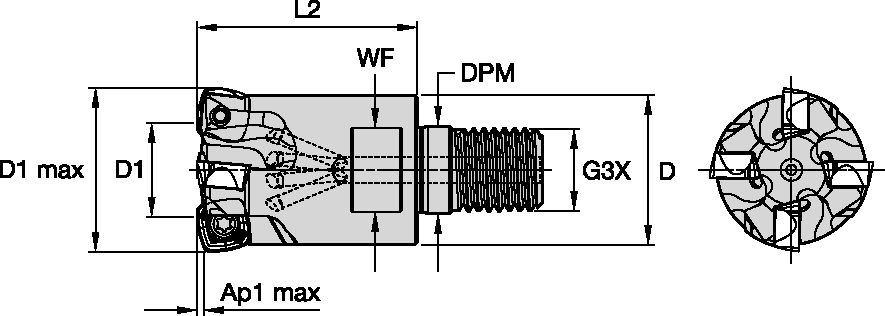 VXF-09 D25 Z3 SCREW-ON END MILL