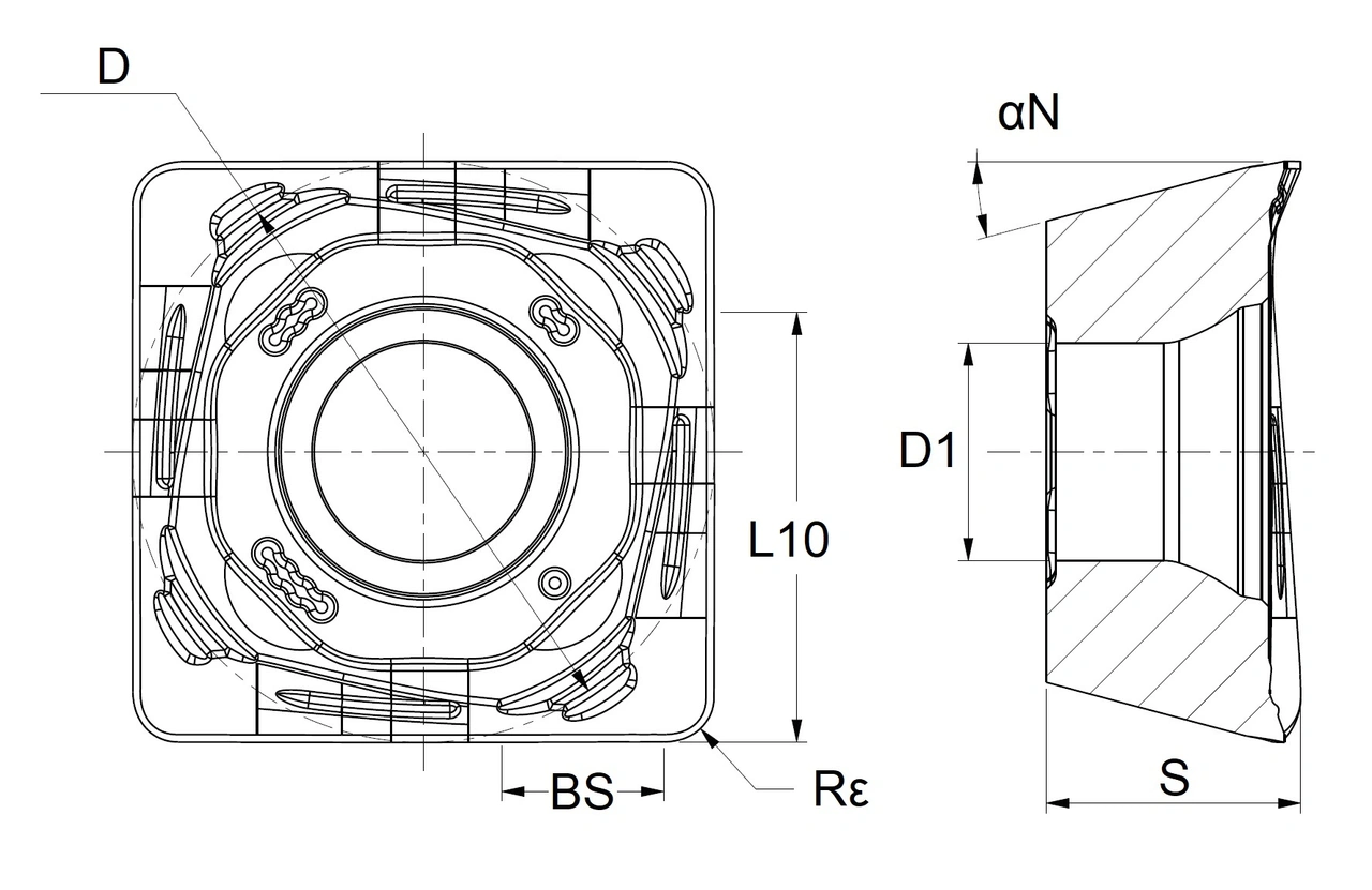Milling insert Uncoated: Sharp