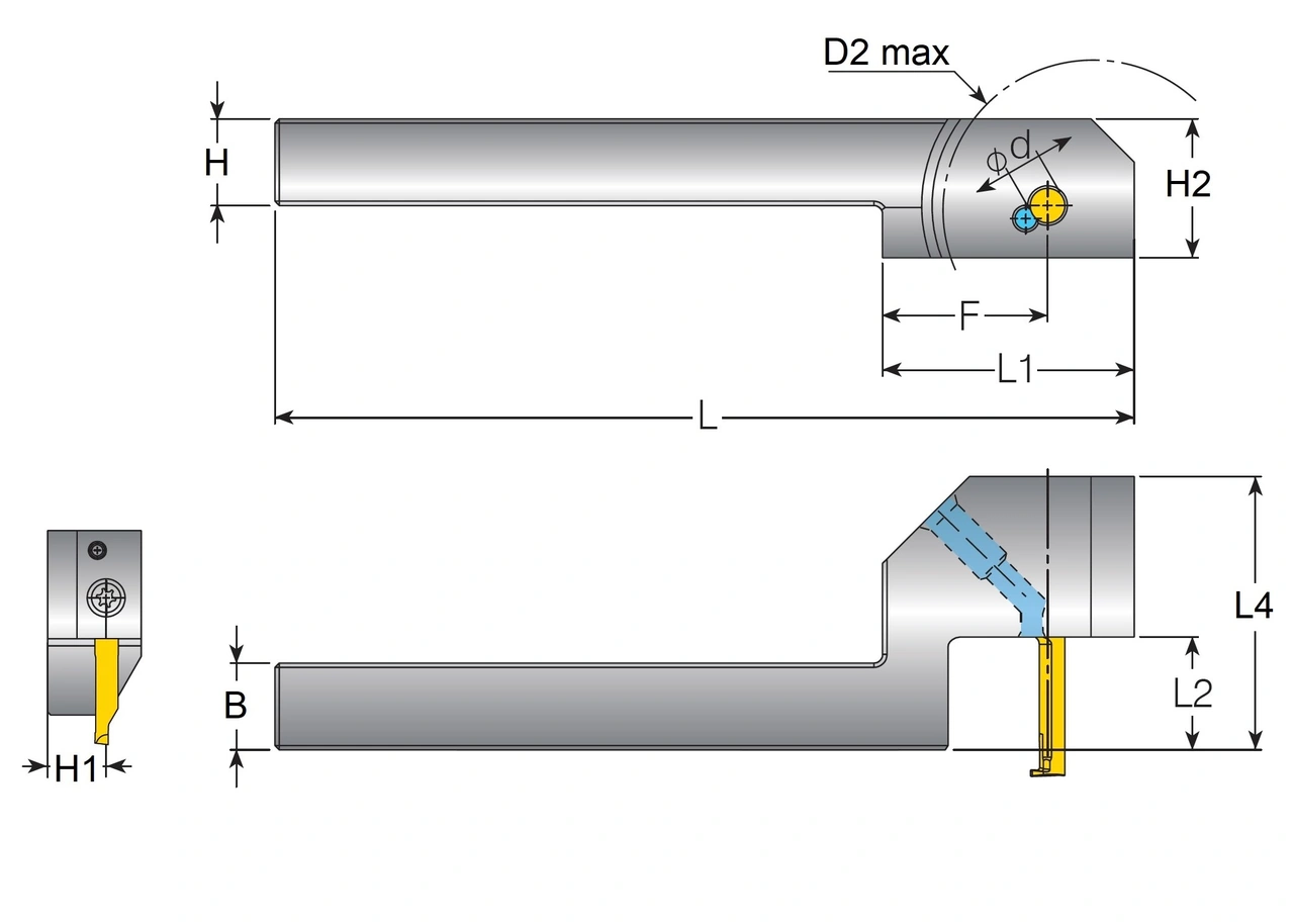 Skafthållare d6mm vinklad