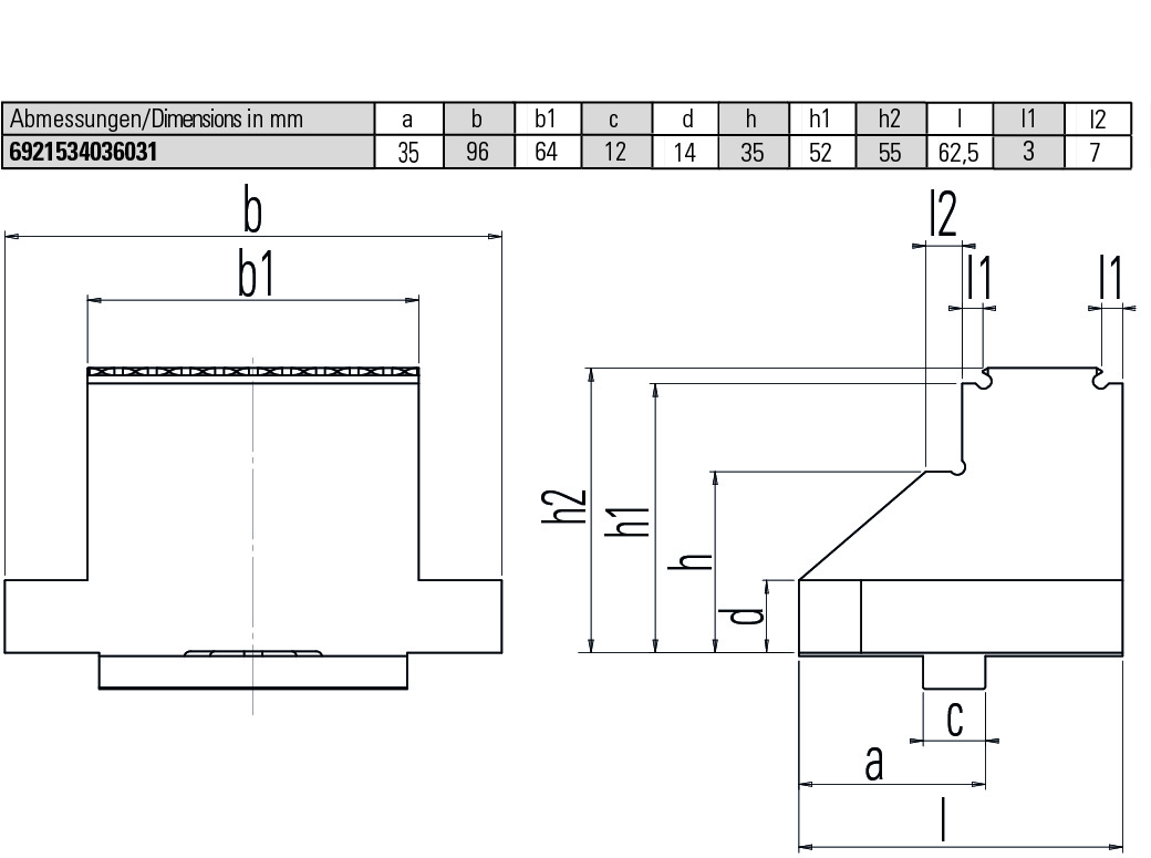 Jaw 64 mm, moveable with integrated gripper row