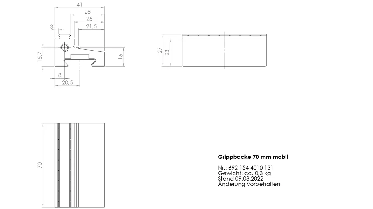 Gripp jaw 70 mm mobile