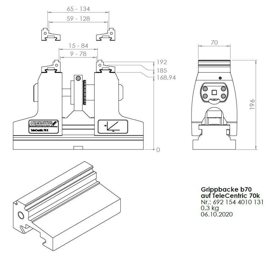 Gripp jaw 70 mm mobile