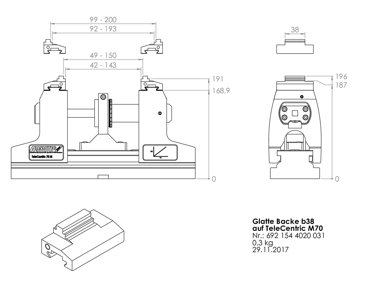Step jaw 38 mm, carbide coated mobile