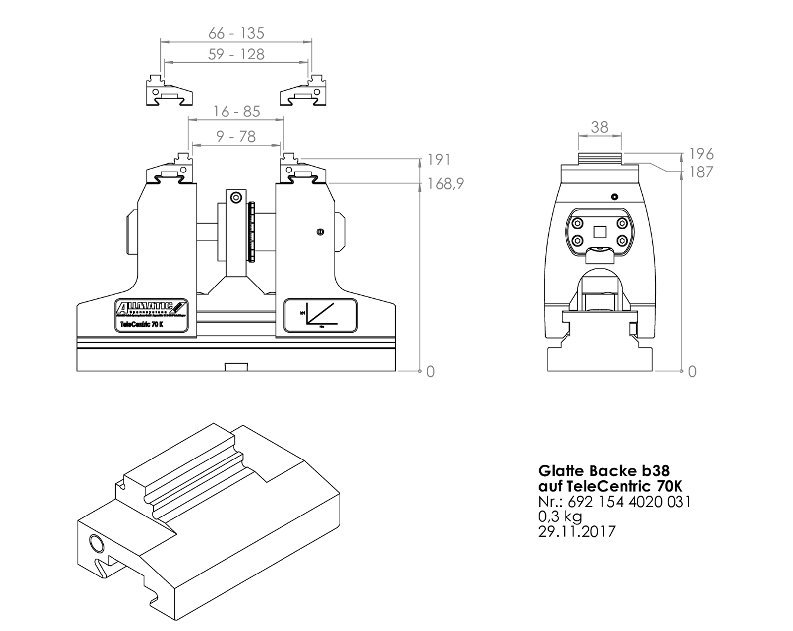 Step jaw 38 mm, carbide coated mobile