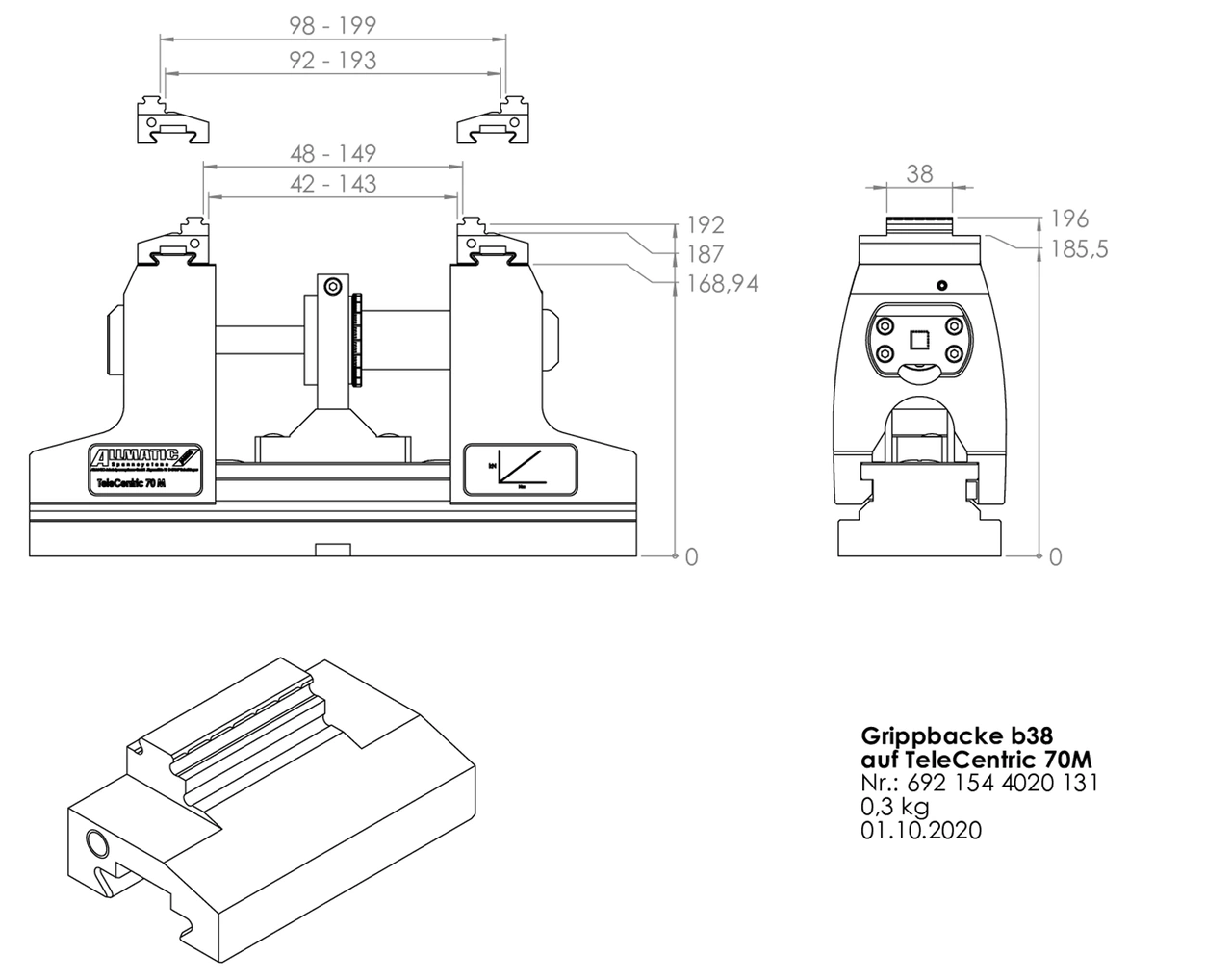 Gripp jaw 38 mm mobile
