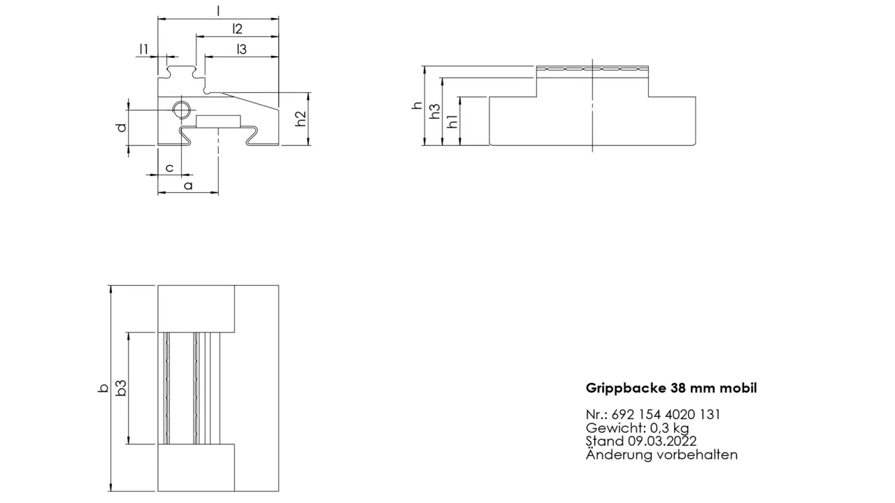 Gripp jaw 38 mm mobile