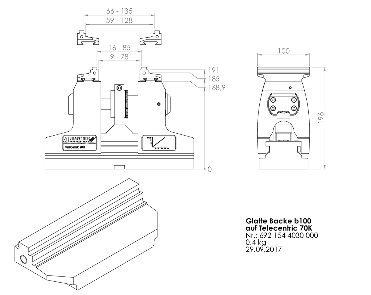 Step jaw 100mm, carbide coated mobile