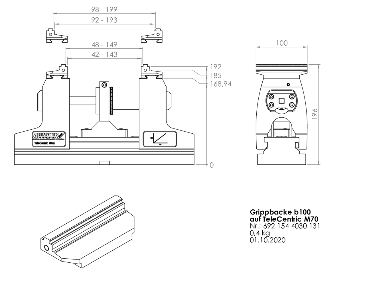 Gripp jaw 100 mm mobile