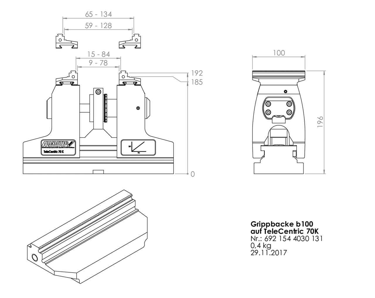 Gripp jaw 100 mm mobile