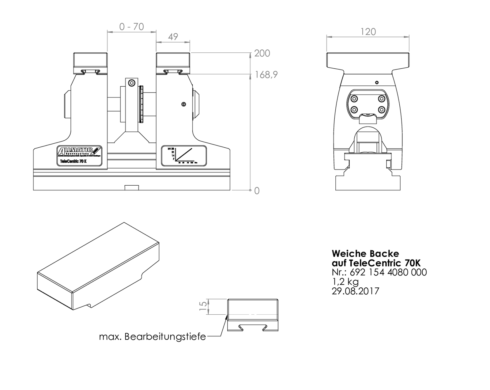 Soft jaw 120 mm mobile Steel