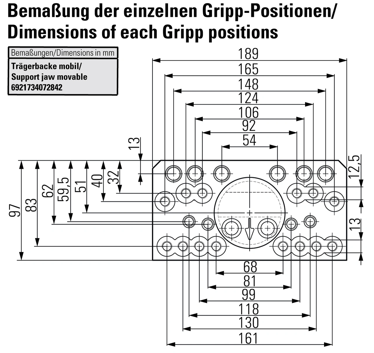 Support jaw movable, pivot
