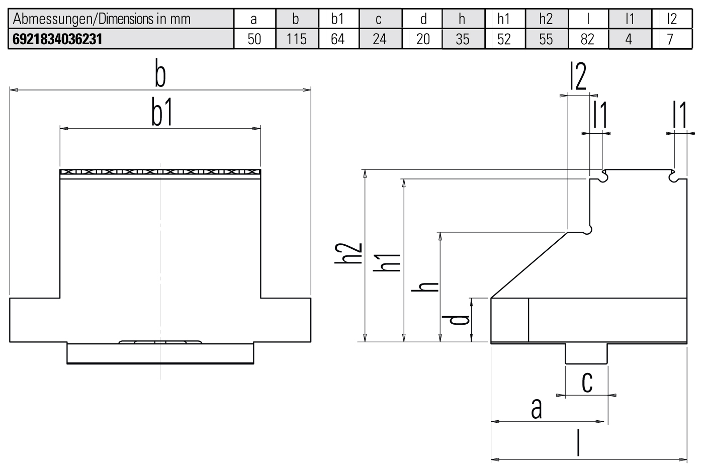 Jaw 64 mm, movable with integrated gripper row