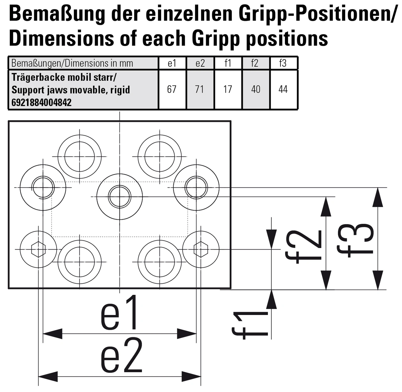 Support jaw movable, rigid