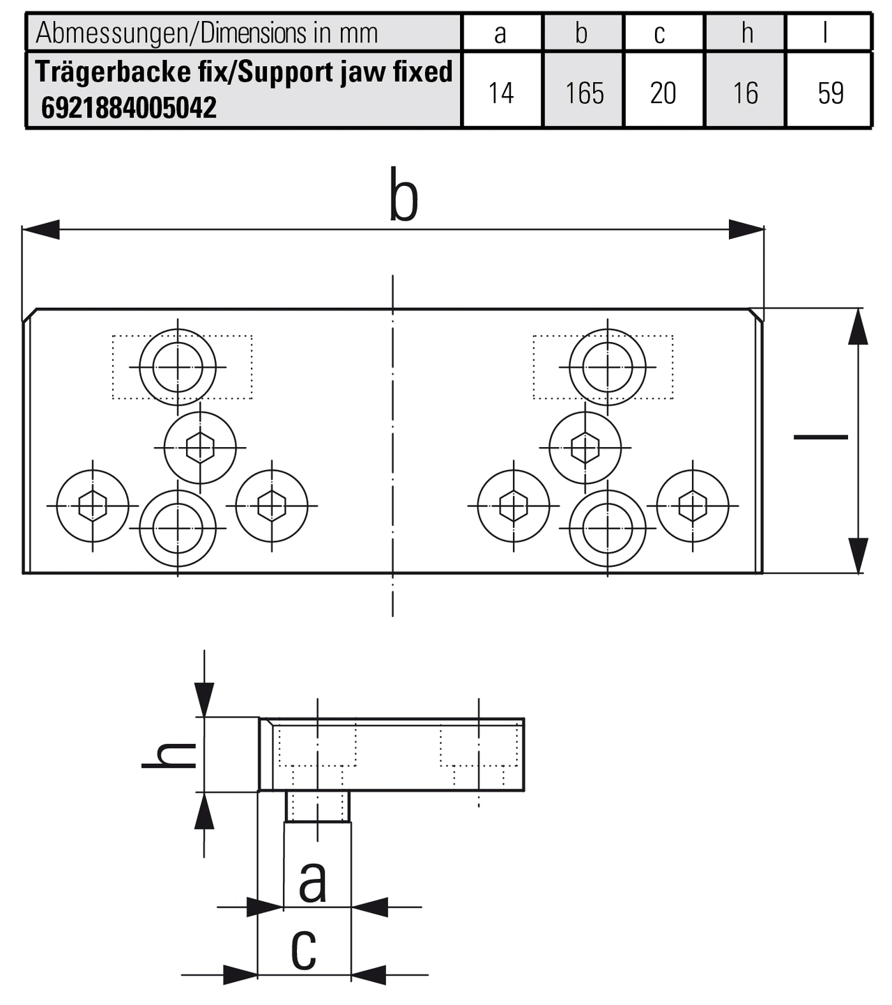 Support jaws for gripper studs fixed