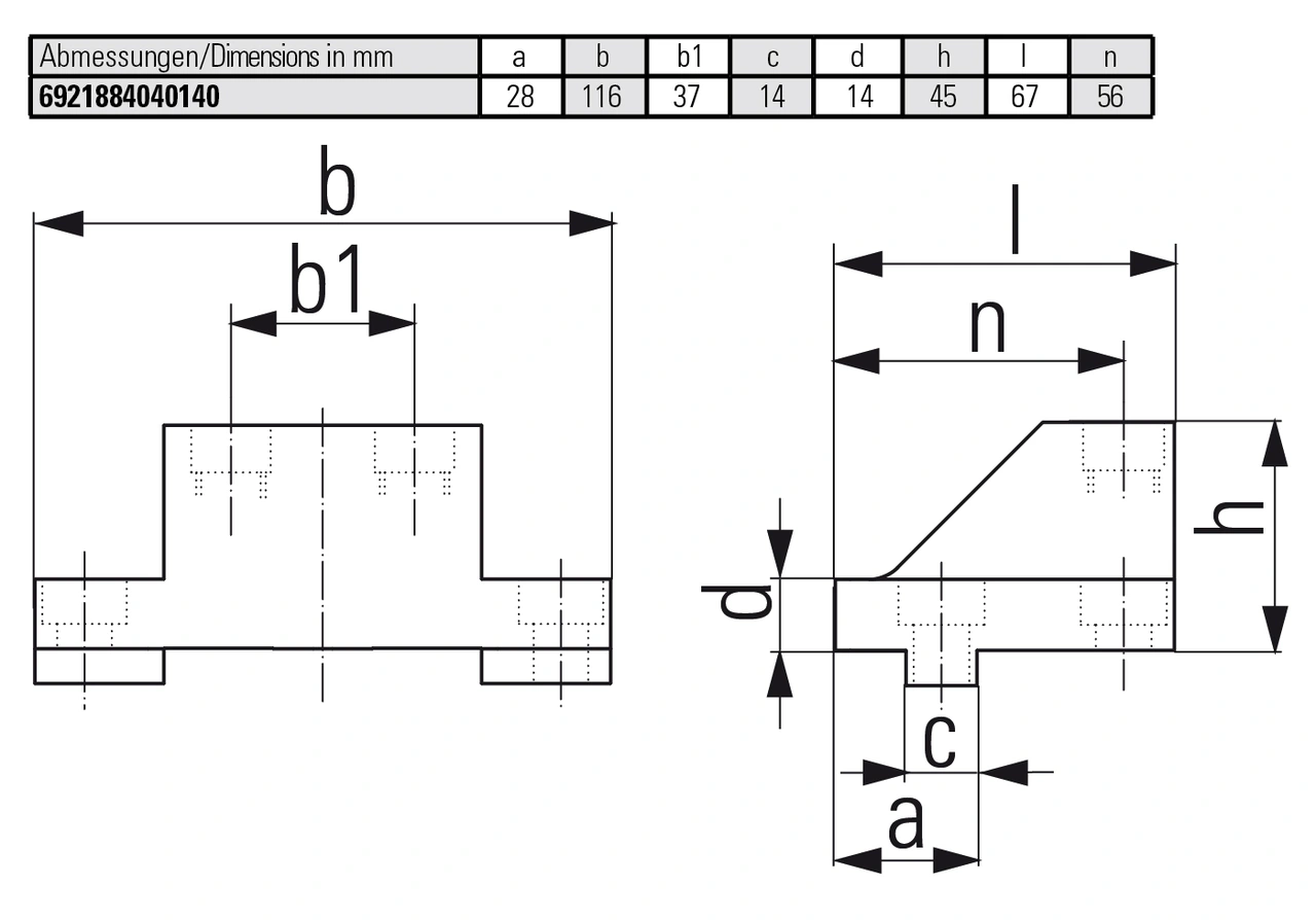 Reduced-width jaw, 64 mm fixed