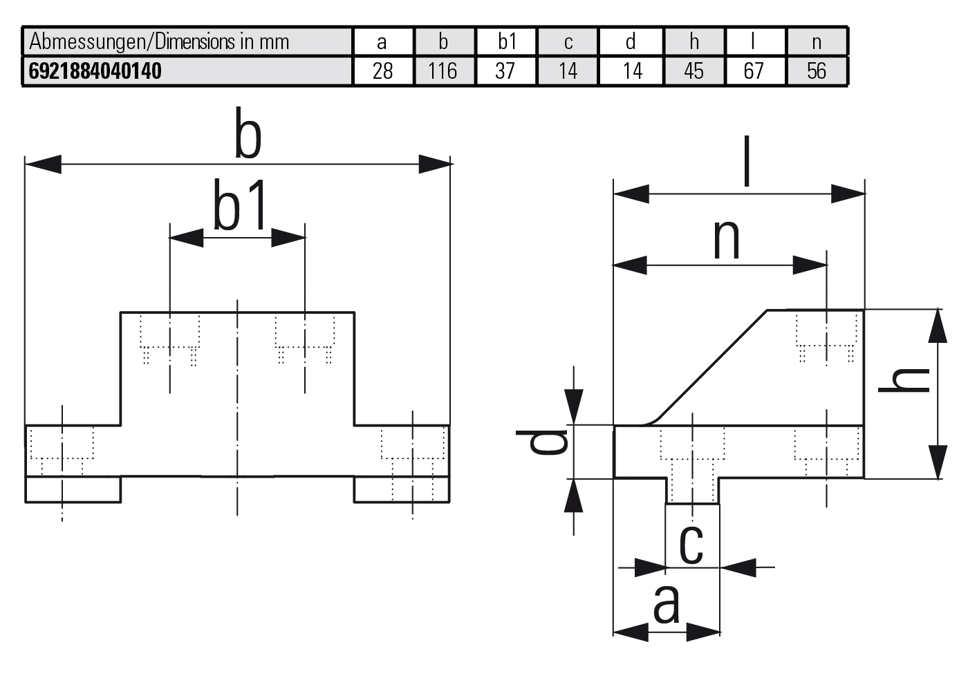 Reduced-width jaw, 64 mm fixed