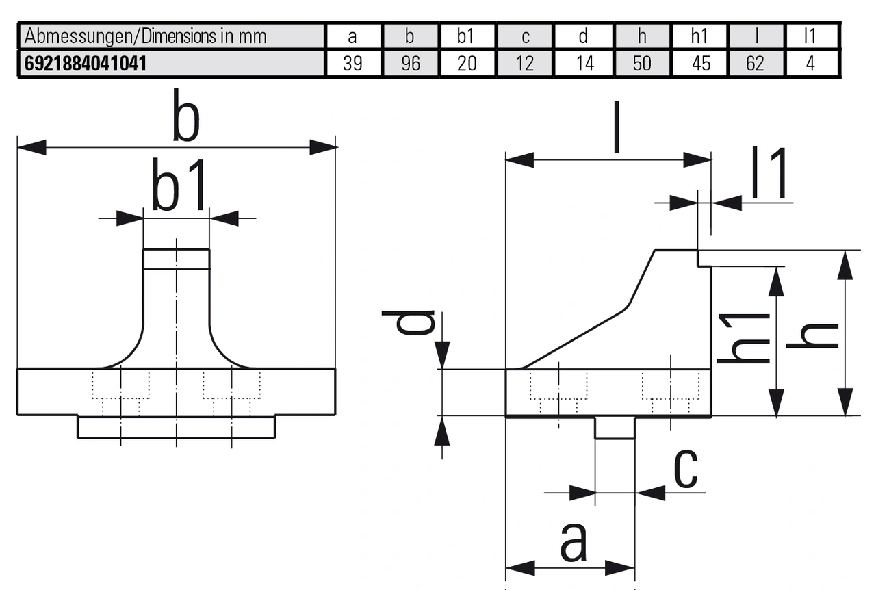 Reduced-width jaw, 20 mm movable