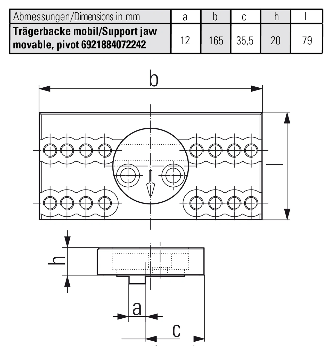 Support jaw for universal gripper set movable, pivot
