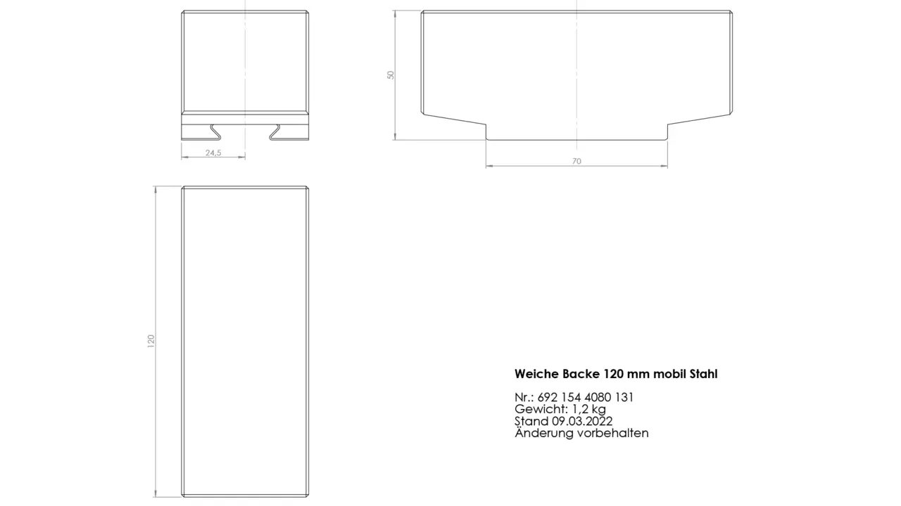 Soft jaw 120 mm mobile Aluminum