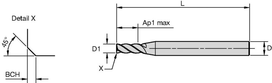 ENDMILL Series 4X0E 4X6X8X57 CH