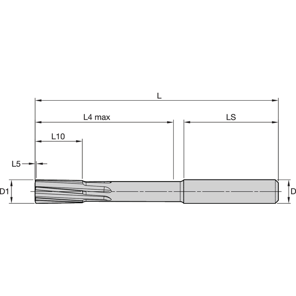KRS102 SOLID REAMER D=10 H7 BLIND HOLE