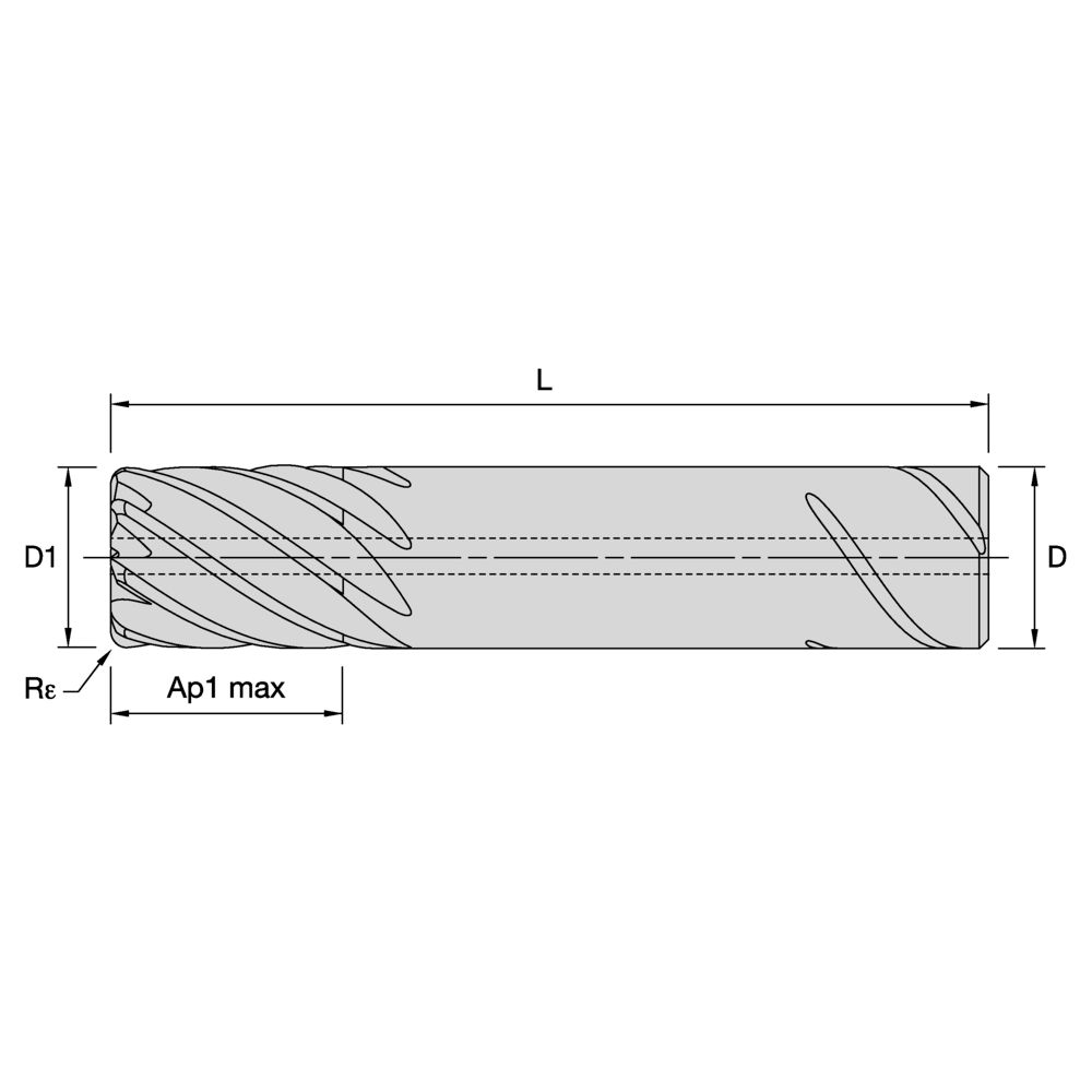 ENDMILL HA4R 8FL 25x25x45x121 R0,5