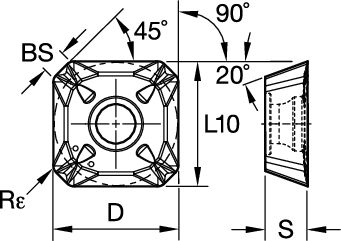 Inserts for KSSM 45° • SECT-LD2 FOR LIGHT MACHINING