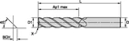 END MILL W411 8x8x32x87 CH0,4