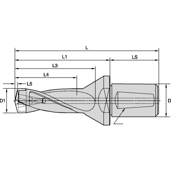 DRILL BODY. 5XD. DIAMETER=37.