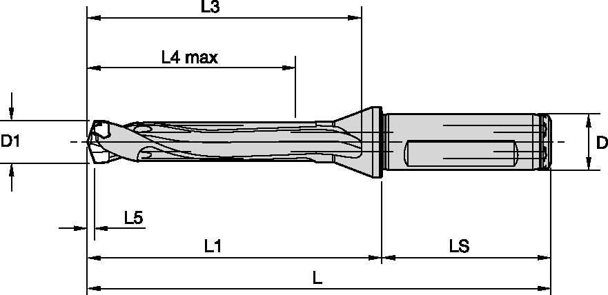 TDM1 SCF DRILL BODY 5XD D=14.50MM
