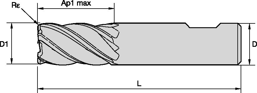 ENDMILL 5777 8x8x19x63 RAD 0,5