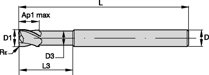 ENDMILL FIN 2FL 4XR.3X6X4-12X75