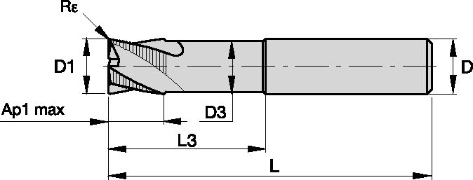 ENDMILL 4U50 10x10x10x30x72 R0,50