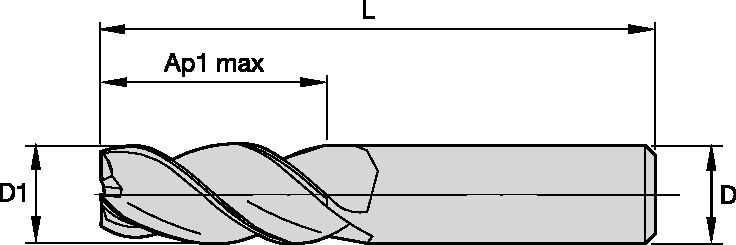 SC-NINA end mill,HB 30°,Z3,Ø4