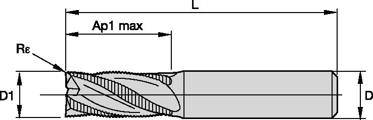 ENDMILL 4U40 RUF 4FL 8X8X8X63R0.75