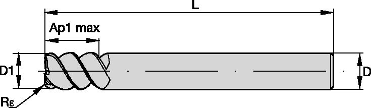 ENDMILL FIN 4FL 3XR0.5X6X4.5X50