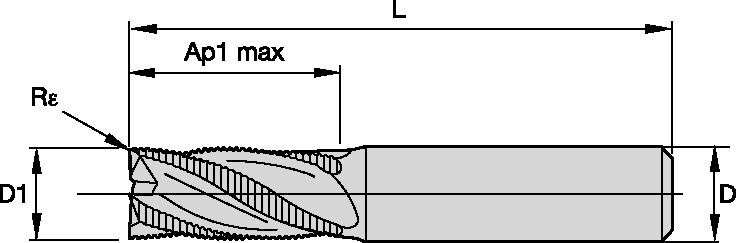 ENDMILL DQ13 RUF 3x6x7x54 R0.25