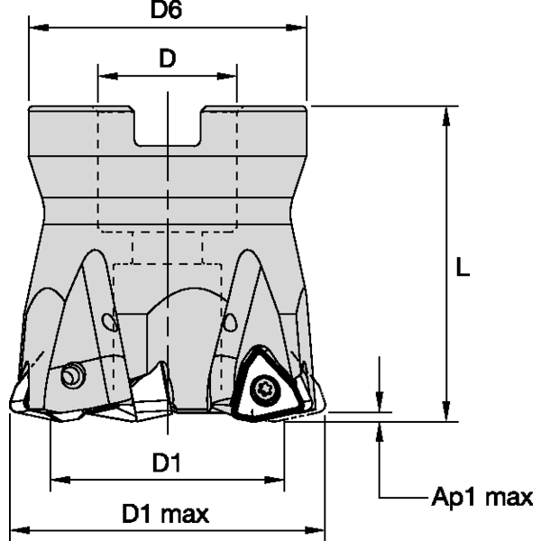 HIGH FEED CUTTER D=52 Z=5 SHE