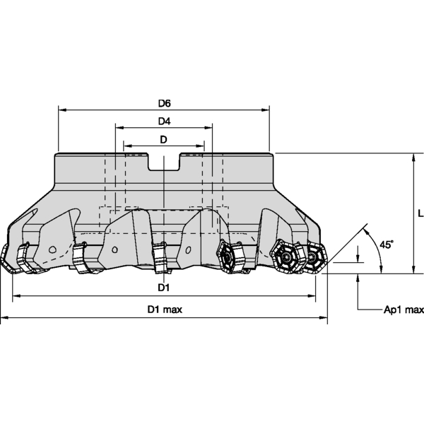 DODEKA 45 SHELL MILL D=100 Z=6